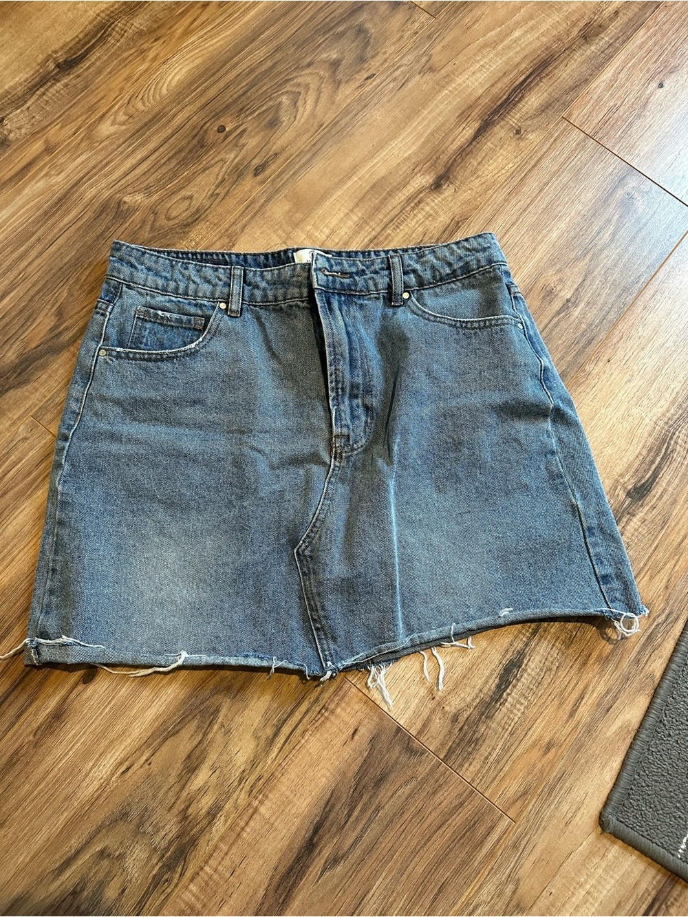 Cotton On Washed Blue Denim A-Line Mini Skirt